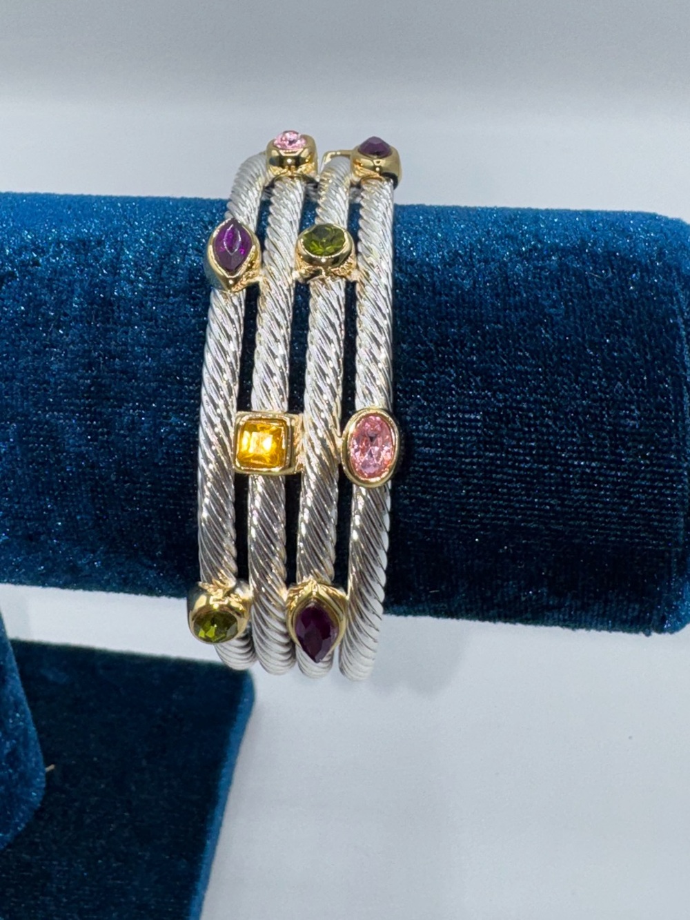Gemstone Cable Cuff Bracelet - Picture 12 of 13